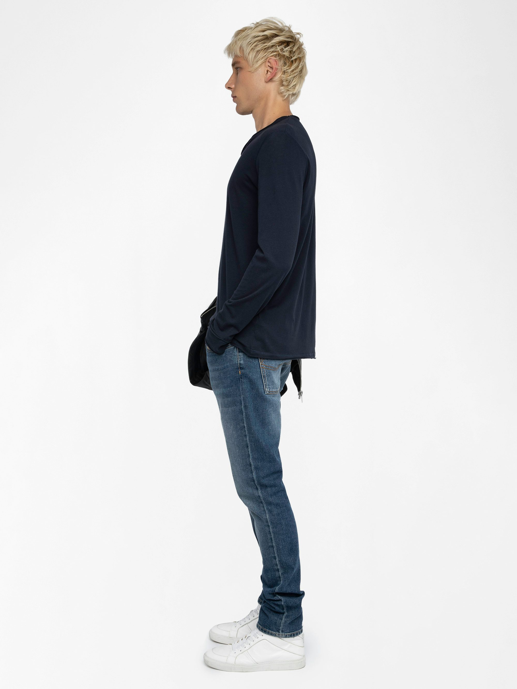 Henley-Shirt Monastir - T-Shirt mit tunesischem Kragen aus Baumwolle.